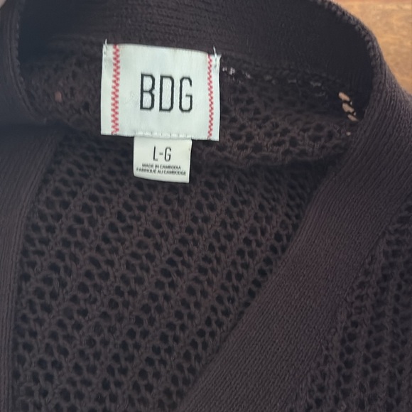 URBAN OUTFITTERS BDG Beach Cardigan Dark Brown Sz Large NWOT V-neck Open Knit. - Picture 4 of 4
